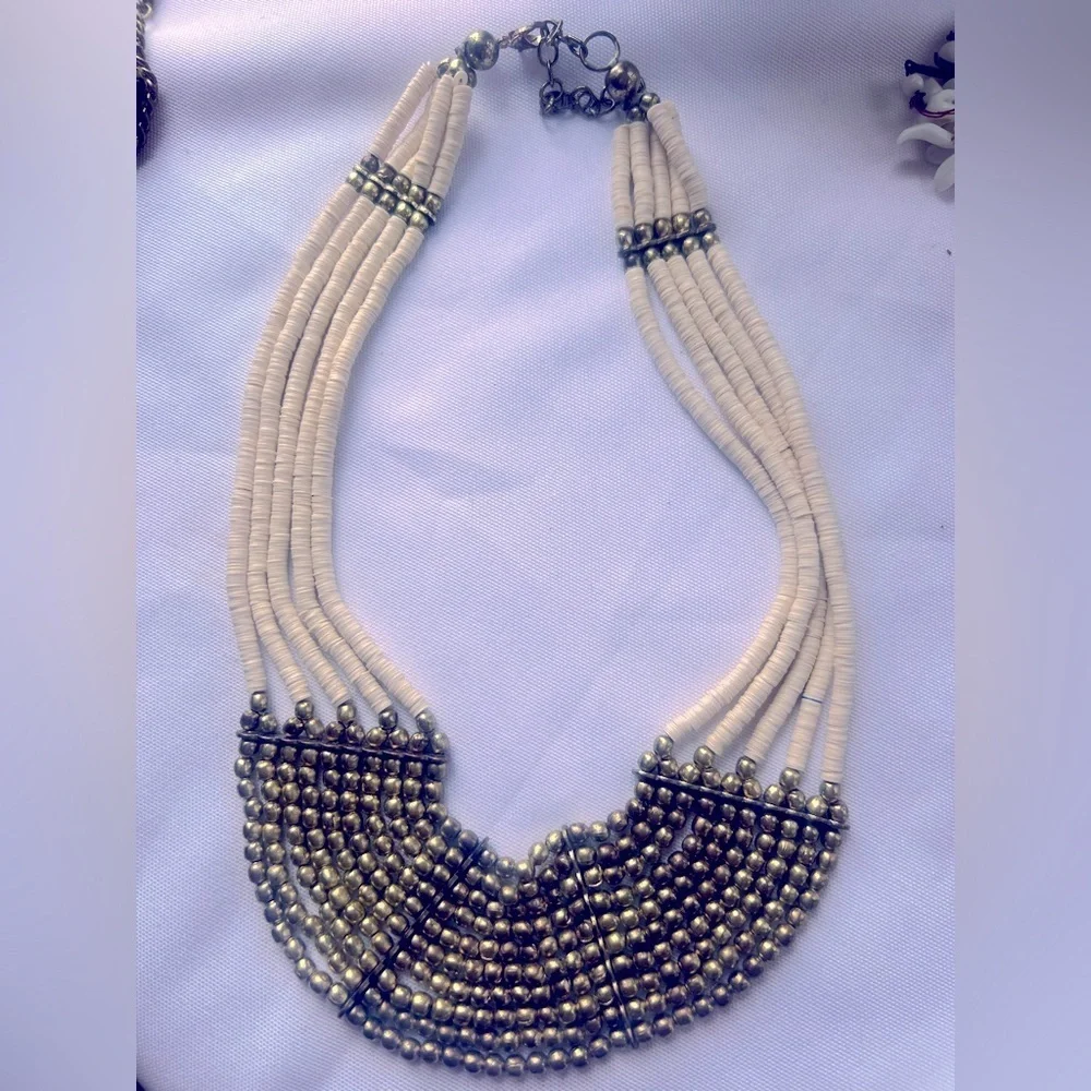 Unique MultiStrand beaded tribal ivory handmade Necklace